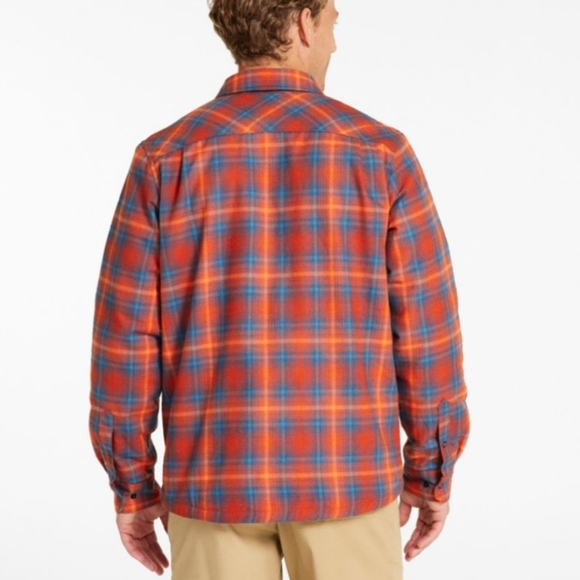L.L. Bean Katahdin Iron Works Rugged Plaid Flannel Shirt Jacket Fleece Lined L - Picture 2 of 8